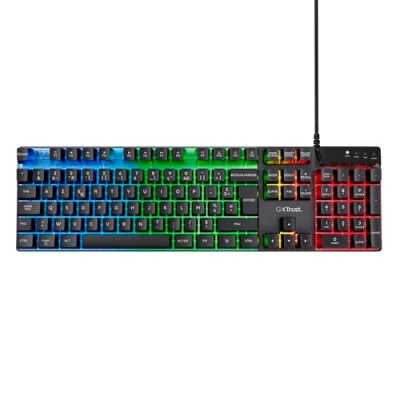 Afbeelding van Trust gaming GXT 835 Azor toetsenbord, bekabeld, Frans, AZERTY, regenboog ledverlichting, speelmodus, 8 anti ghosting toetsen, toetsenbord met USB membraan, PC/laptop, zwart