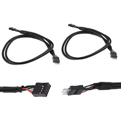 Afbeelding van MEIRIYFA USB Header Verlengkabel, 2.0 9 pins Mannelijke naar Vrouwelijke Interne Moederbord Kabel 50cm, 2 Pack