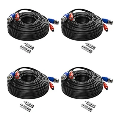 Afbeelding van Anlapus 4X 18.3M 60ft video voedingskabel BNC DC verlengkabel voor CCTV bewakingscamera DVR systeem