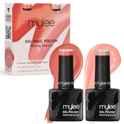 Afbeelding van Mylee Gel Nagellak Set 2x10ml [Feeling Peachy] UV/LED Gellak Nail Art Manicure Pedicure, Professioneel &amp; Thuisgebruik Langdurig en gemakkelijk aan te brengen