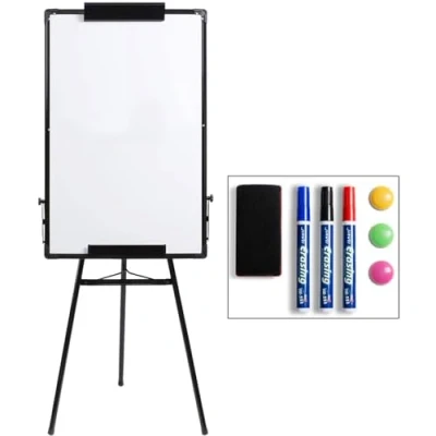 Afbeelding van 90x60cm Magnetisch Whiteboard met Stand, DOEWORKS Draagbare Magnetische Dry Erase Board/Tripod Flipchart Ezel Whiteboard, Hoogte Verstelbare Witte Board voor Office Home Classroom,Zwarte statief
