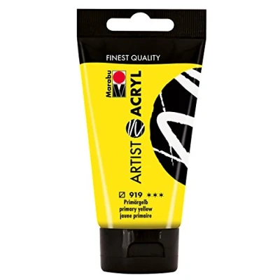 Afbeelding van Marabu 12200002919 Artist acryl primair geel 75 ml, fijne acrylverf in kunstenaarskwaliteit, op waterbasis, pastose consistentie, hoog gepigmenteerd, zeer goede glans en dekking