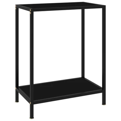 Afbeelding van Wandtafel 60x35x75 cm gehard glas zwart