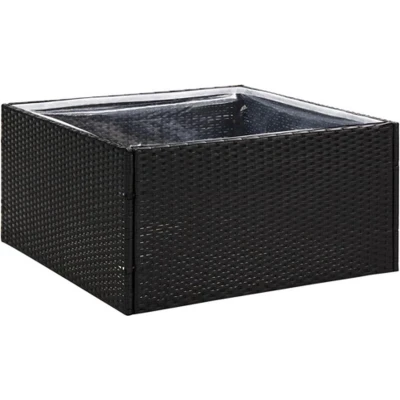 Afbeelding van Plantenbak 80x80x40 cm poly rattan zwart