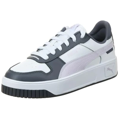 Afbeelding van Puma Carina Street Sneaker voor dames, Wit Lila Frost Galactisch Grijs, 38.5 EU