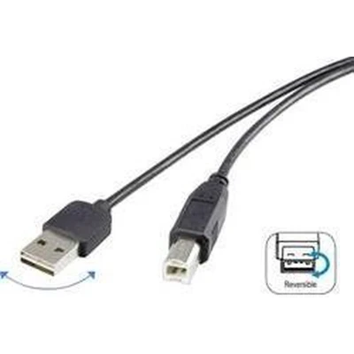 Afbeelding van Renkforce USB kabel 2.0 A stekker, B Stekker 1.80 m Zwart past op beide manieren, Vergulde steekcontacten RF 4078644