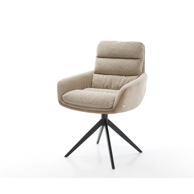 Afbeelding van DELIFE Draaistoel Abelia Flex met armleuning materiaalmix mud kruisframe breed zwart 360 draaibaar