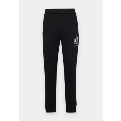 Afbeelding van Armani Exchange heren Slim fit cropped joggingbroek met logoborduring in de kleur Zwart, maat: XXL