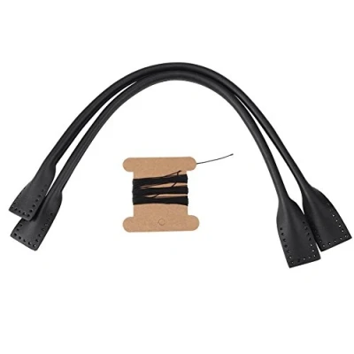 Afbeelding van Tashandvatten echt leer Lederen Handgrepen van Tasriemen voor doe het zelf Handaccessoires Met schroefdraad Zwart Bruin Optioneel (zwart)