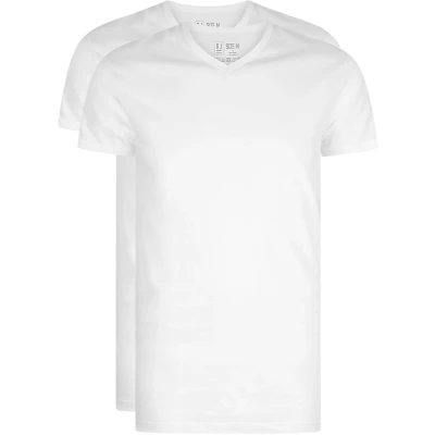 Afbeelding van RJ Everyday Gouda 2 Pack Heren V Hals T Shirt Wit Maat L