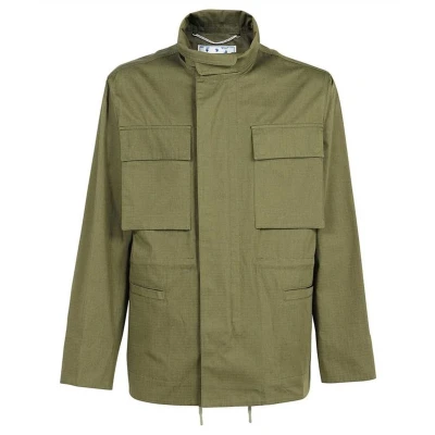 Afbeelding van Cotton Jacket with Button and Zip Closure Green