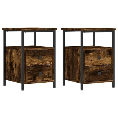 Afbeelding van vidaXL Nachtkastjes 2 st 34x35,5x50 cm bewerkt hout gerookt eikenkleur