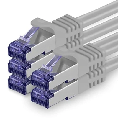 Afbeelding van 1aTTack.de Cat.7 netwerkkabel 2m grijs 5 stuks Cat7 patchkabel (SFTP/PIMF/LSZH) ruwe kabel 10 Gb/s met Rj 45 connector Cat.6a x 2 meter