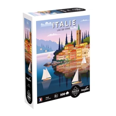 Afbeelding van Calypto 3907306 Italien, 500 Teile Puzzle mit Soft Touch, farbenfrohes Puzzlemotiv samtiger Oberfläche inkl. Puzzleposter, für Erwachsene und Kinder ab 8 Jahren, Comer See