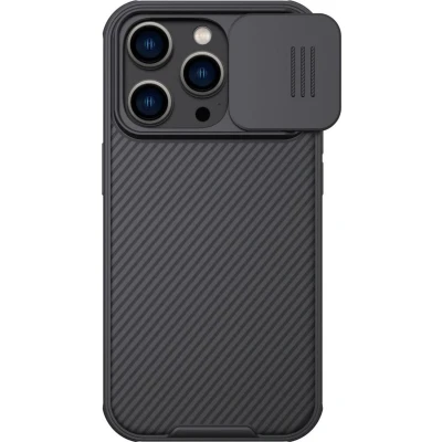 Afbeelding van Nillkin CamShield iPhone 14 Pro Hoesje Geschikt voor Draadloos Opladen met Magnetische Ring Camera Slider Zwart