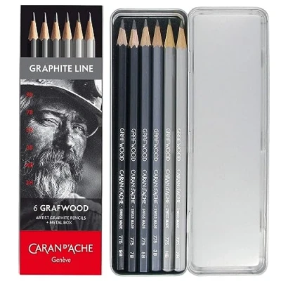 Afbeelding van Caran d&#039;Ache 0775.306 Artist Graphite Line Grafwood potloden met 6 hardheidsgraden, grijs