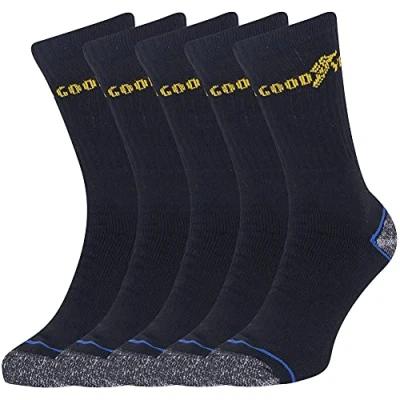 Afbeelding van Goodyear Unisex Heavy Duty werksokken, verpakking van 5 stuks, zwart/blauw, eenheidsmaat