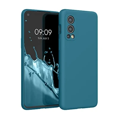 Afbeelding van kwmobile telefoonhoesje geschikt voor OnePlus Nord 2 5G Hoesje met siliconen coating Smartphone case in mat petrol