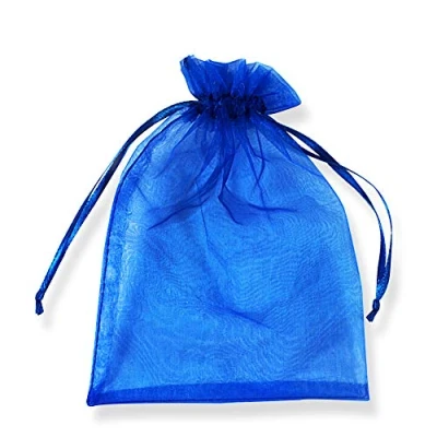 Afbeelding van PLECUPE Organzazakjes, 100 stuks, 20 x 30 cm, trekkoord, bruiloftszakjes, sieradenzakjes, cadeauzakjes voor Kerstmis, geschenken, sieradenopslag, verpakking blauw #4