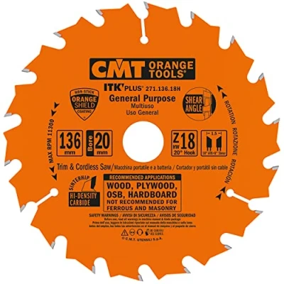 Afbeelding van CMT 271.136.18H Ultra ITK Plus Cirkelzaagblad 136 x 20 18T Hout/Multiplex