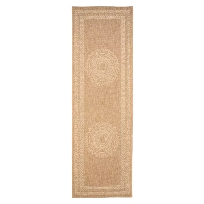 Afbeelding van Jute Balkonkleed Boho Mandala Beige/wit 80x250 Cm