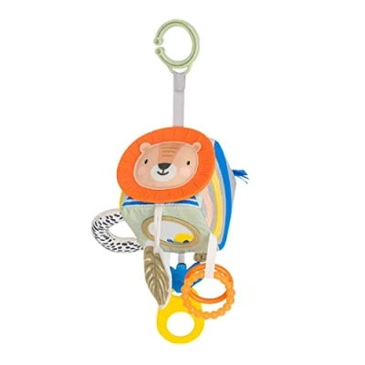 Afbeelding van Taf Toys Savannah Discovery Cube Sensory Baby Hanging Toy. Includes Teether, Safe Mirror, Padded Handle, Chime Bell. Clips on Cot, Pram or Car Seat. Suitable for Boys &amp; Girls 0 month +