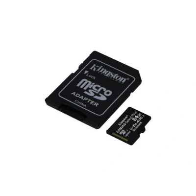 Afbeelding van Kingston MicroSDHC Card 64GB Class 10 + SD Adapter