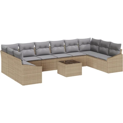 Afbeelding van vidaXL Tuin Sofa Set 11 delig Grijs Metalen frame