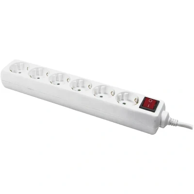 Afbeelding van LogiLink LPS202 Verdeeldoos wit 6 contacten met schakelaar