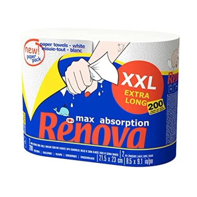 Afbeelding van Renova 200089513 Maxi absorptiepapierset, wit, 2 laags, papieren verpakking, rollen = 5 standaard rollen,Wit.
