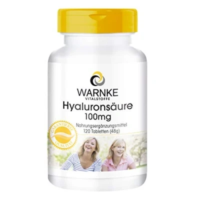 Afbeelding van hyaluronzuur 100mg 120 tabletten veganistisch Warnke Vitalstoffe Duitse apothekerskwalitei