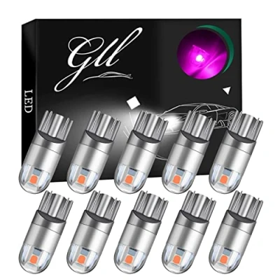 Afbeelding van GLL 10pcs T10 501 LED Lampen 3030 2SMD W5W 60 Lumen 7000K Roze