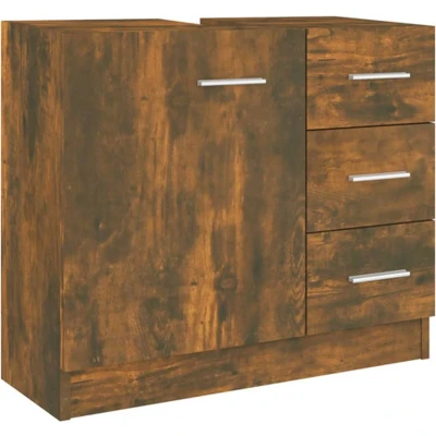 Afbeelding van vidaXL Wastafelkast 63x30x54 cm bewerkt hout gerookt eikenkleurig