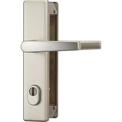 Afbeelding van ABUS HLZS814 F2 b.Dr. EK veiligheidsbeslag met cilinderbescherming hoekig, neuszilver, 084126