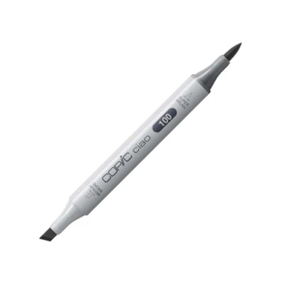 Afbeelding van COPIC Ciao Marker Type 100, zwart, veelzijdige layout marker, op alcoholbasis, met een medium breedte en penseelpunt