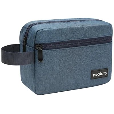 Afbeelding van MOCOCITO Toilettas voor Heren, Canvas Reistoilettas Make Up Tas Organizer om op te Hangen Waterbestendige Scheertas Toiletartikelen Accessoires (Basis, Blauw)
