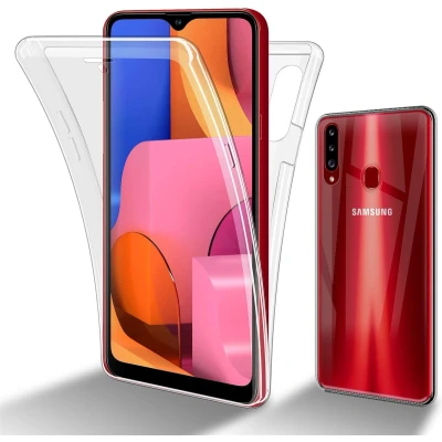 Afbeelding van Cadorabo Hoesje geschikt Voor Samsung Galaxy A20s in TRANSPARANT 360 Full Body Case Cover Beschermhoes en achterbescherming, all round bescherming met displaybescherming