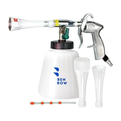 Afbeelding van BenBow Perslucht reinigingspistool Classic wervelwind effect voor efficiënte vuilverwijdering in de auto met reservoir van 1 liter, trechter en borstel