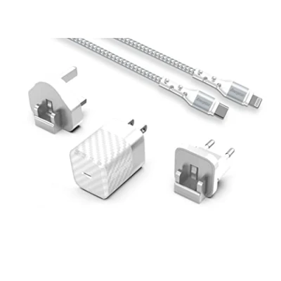 Afbeelding van Energizer A20MUL Multi Plug Oplader (US, UK, EU) Reisstekker Met Lightning Kabel (Wit) 20W 4A