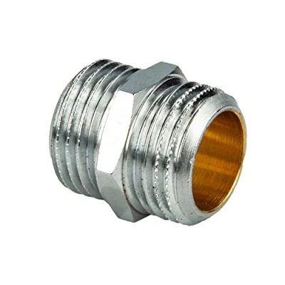Afbeelding van tecuro Dubbele nippel, buitendraad G 1/2 inch (DN 15), messing glanzend verchroomd