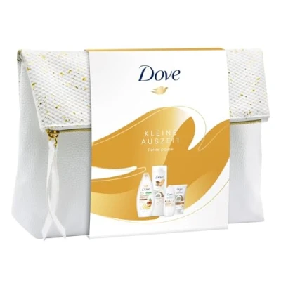 Afbeelding van DOVE Regenererende verzorging, cadeauset voor vrouwen met make uptas, vochtverzorging &amp; oliedouche, deodorant roll on, bodylotion en handcrème (1 stuk)
