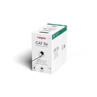 Afbeelding van Labgear Cat 5e Ethernet kabel, 305 m, 100% puur koper, buiteninternetkabel, 23AWG UTP weerbestendig, High Speed LAN netwerkkabel, frequentie 100 MHz en 350 MHz, 4 gedraaide paren