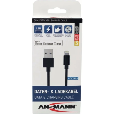 Afbeelding van Ansmann Apple iPad/iPhone/iPod Laadkabel [1x USB A 2.0 stekker 1x dock Lightning] 1.20 m Zwart