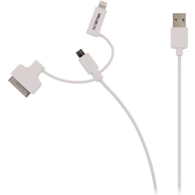 Afbeelding van Apple Lightning, 30 pins en Micro USB 2.0 3 in 1 kabel meter (Wit)