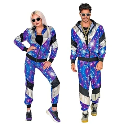 Afbeelding van Widmann Jaren 80 &amp; 90 Kostuum Discobal Sparkle 80s Blauw, Zilver XL Carnavalskleding Verkleedkleding