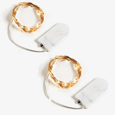 Afbeelding van LAC Set van 2x 2 Meter LED Sfeerverlichting Flexibele Koperdraad met 20 Warmwitte LEDs Batterijgevoed (Inclusief) Perfect voor Kerst, Feestdecoraties, Verjaardagen, Slaapkamer