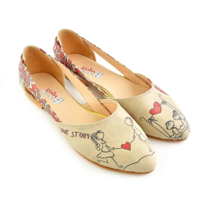 Afbeelding van GOBY Love story Ballerinas Sandalen Hoge kwaliteit Handmade Meisjesprint Maat 41