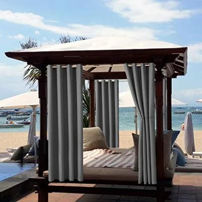 Afbeelding van ele ELEOPTION Outdoorgordijnen, waterafstotend, uv bescherming, ingestanste ringen, winddicht, ondoorzichtig, voor binnen en buiten, tuin, binnenplaats, balkon, 1 stuks, 132 x 240 cm