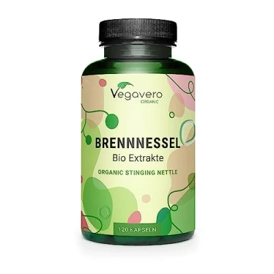 Afbeelding van Vegavero BIOLOGISCHE BRANDNETEL capsules hoge dosering Grondstoffen uit Europa 900 mg wortel en bladextract Laboratoriumgetest 120 Veganistisch zonder toevoegingen