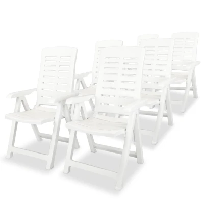 Afbeelding van Tuinstoelen 6 st verstelbaar kunststof wit